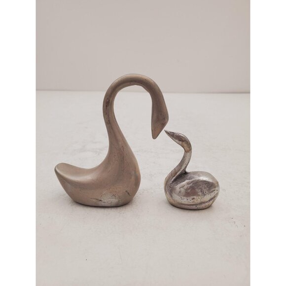 Vintage Hand Cast Aluminum Swans | Vintage Aluminum Swan | Vintage Aluminum - Picture 2 of 10